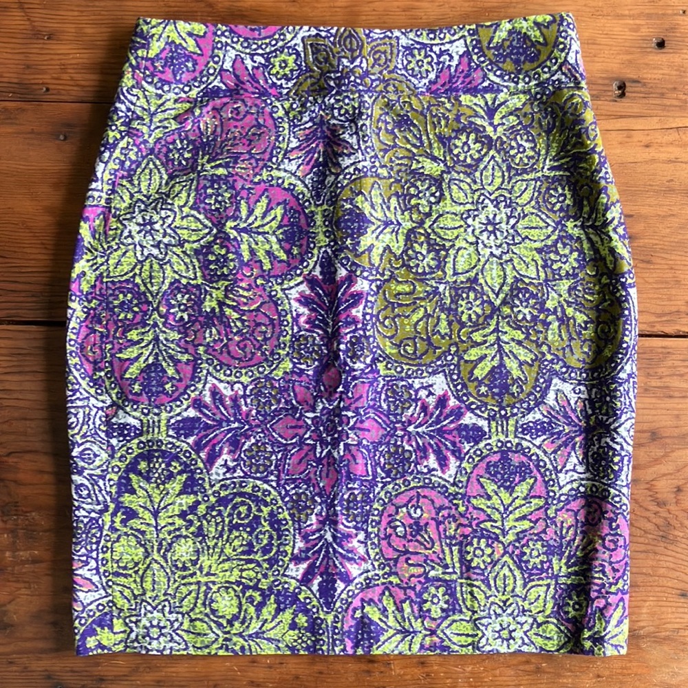 Kitenge pencil skirt in vibrant purple and green